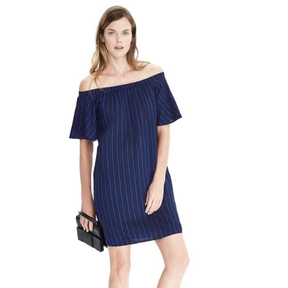 Banana Republic striped off-shoulder dress
